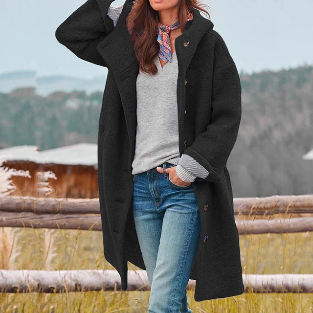 Elin™ | Gezellige Dames Fleece Lange Jas met Knopen