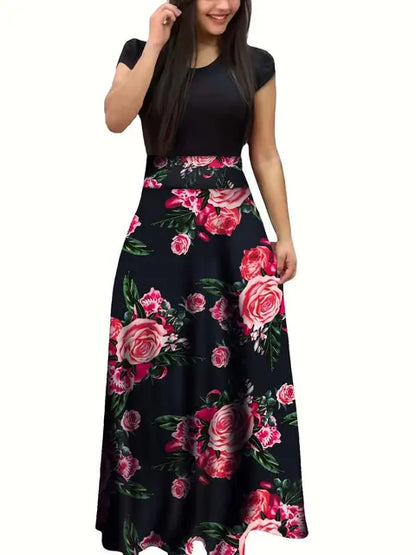 Ximena™ l Bloem print jurk met korte mouwen