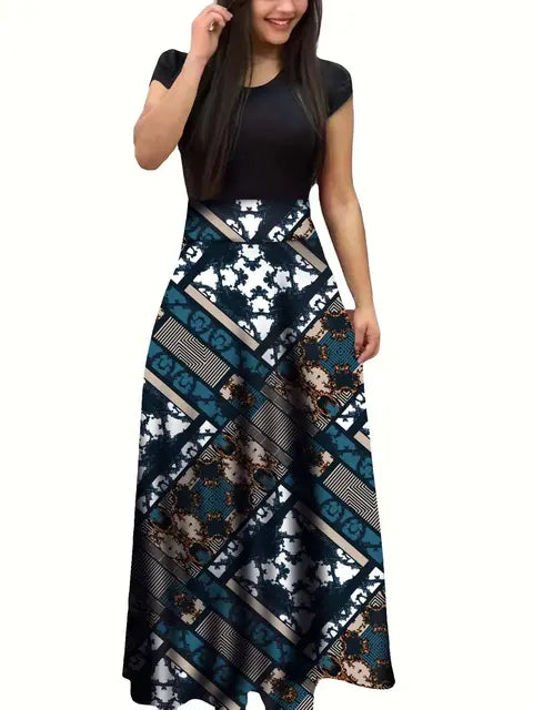 Ximena™ l Bloem print jurk met korte mouwen