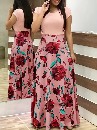 Ximena™ l Bloem print jurk met korte mouwen
