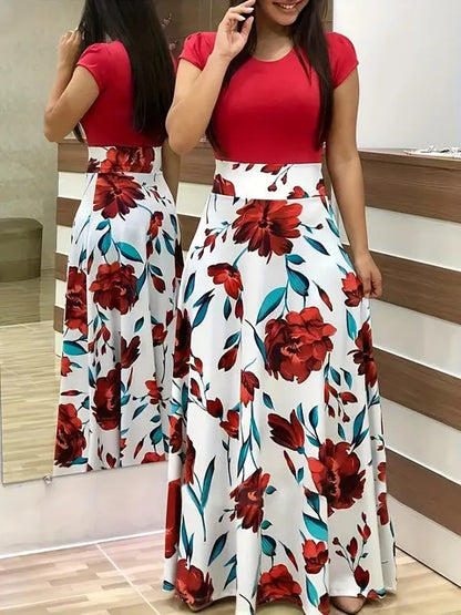 Ximena™ l Bloem print jurk met korte mouwen
