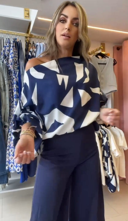 Megan™ |Casual bijpassende broeken set zonder schouder