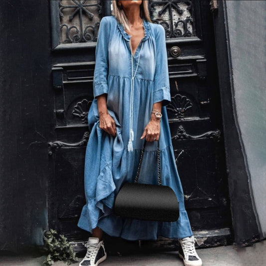 Dina™ | Vintage Denim Zomerjurk