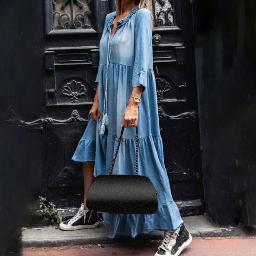 Dina™ | Vintage Denim Zomerjurk