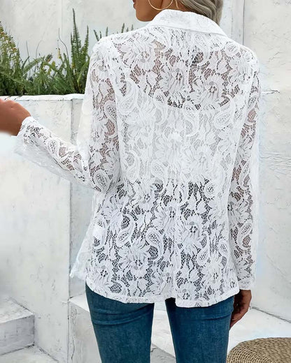 Sireli™ | Elegante Jas Met Gebloemde Kanten Revers