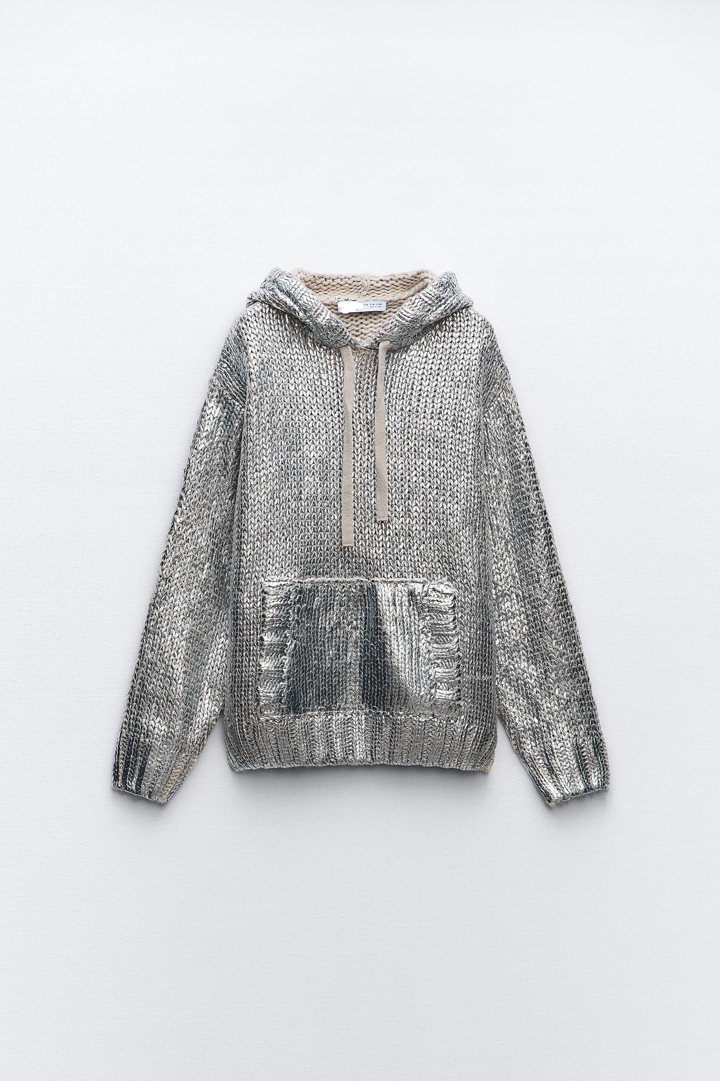 Zaar™ l Zilveren gebreide foil hoodie