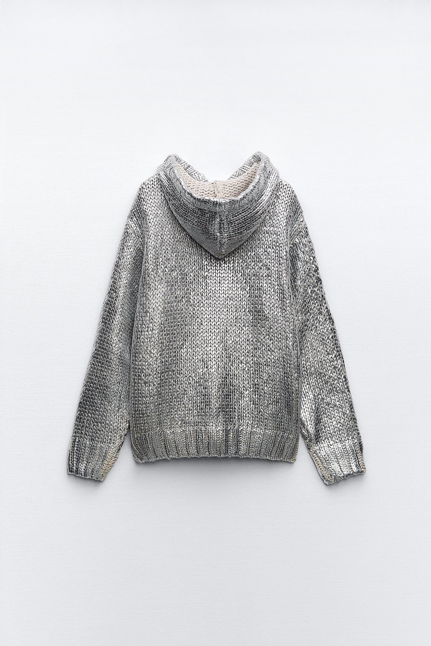 Zaar™ l Zilveren gebreide foil hoodie