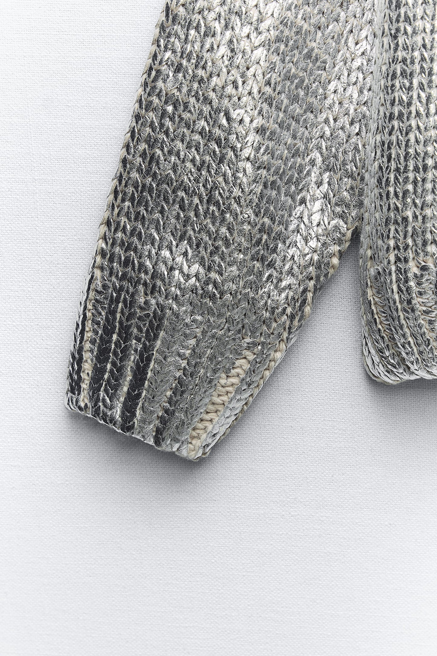 Zaar™ l Zilveren gebreide foil hoodie