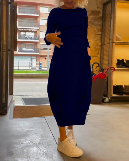 Alessandra™ | Ronde Hals Midi Jurk