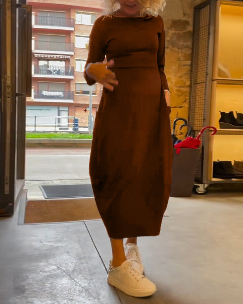 Alessandra™ | Ronde Hals Midi Jurk