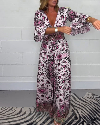 Liesea™ | Jumpsuit met print en diepe V-hals