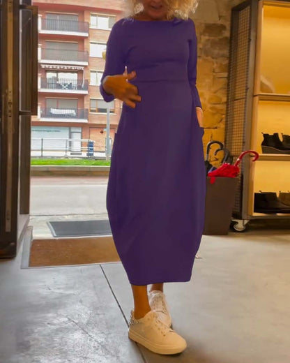 Alessandra™ | Ronde Hals Midi Jurk