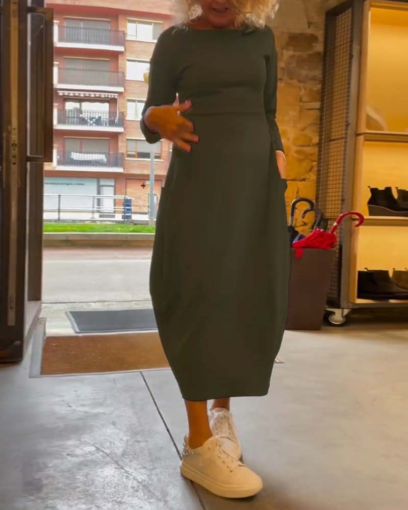 Alessandra™ | Ronde Hals Midi Jurk