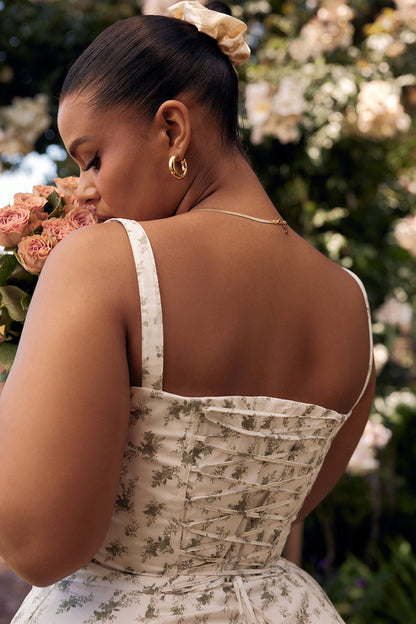 Carmen™ | Lichtgroen taille vormende midi-jurk