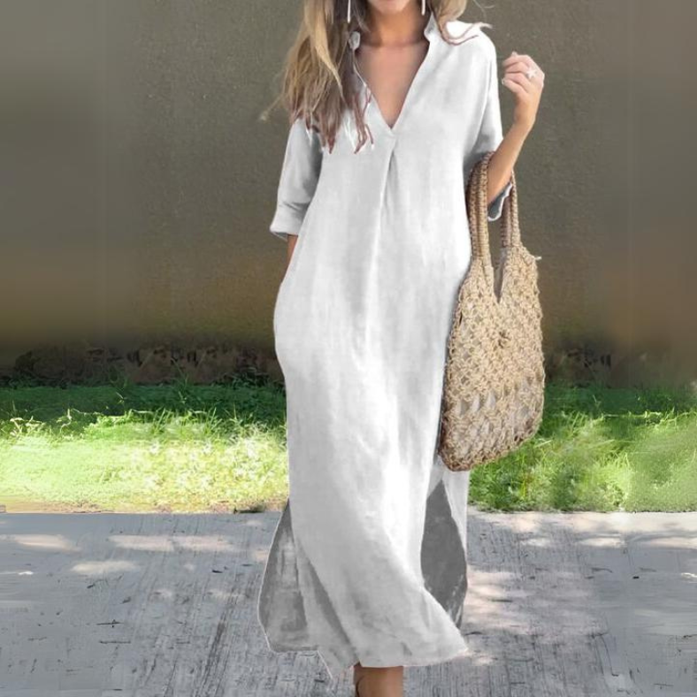 Laila™ | Relaxte V-hals Shift Jurk