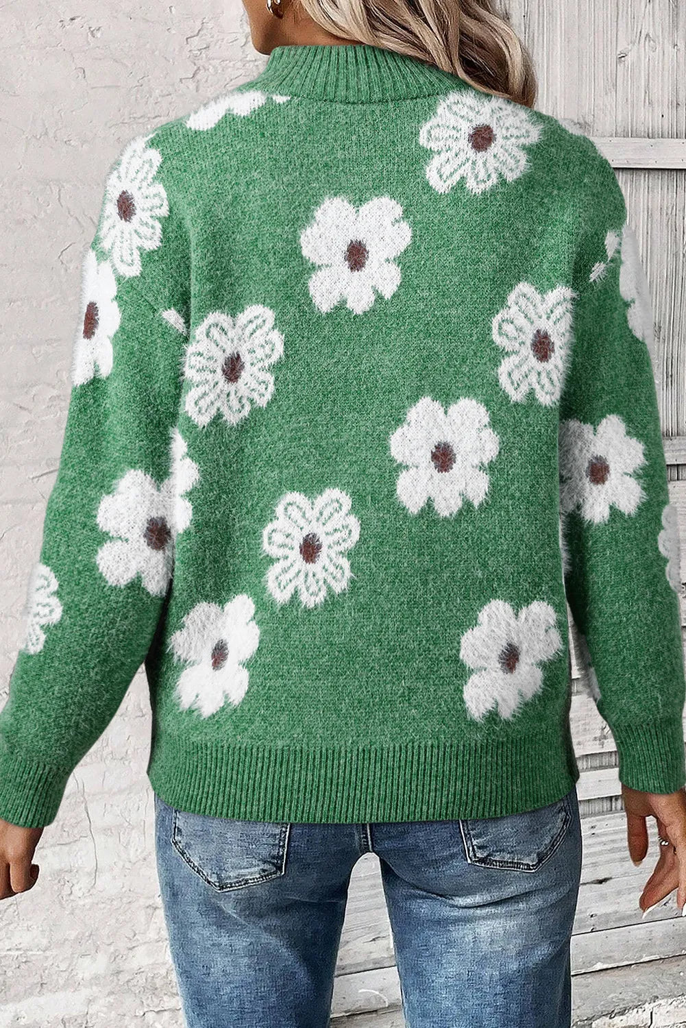 Margaret™| Bloemen Trui met Half Rits Ontwerp