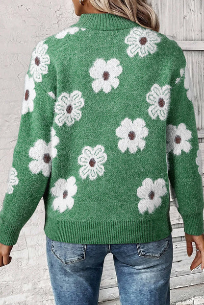 Margaret™| Bloemen Trui met Half Rits Ontwerp