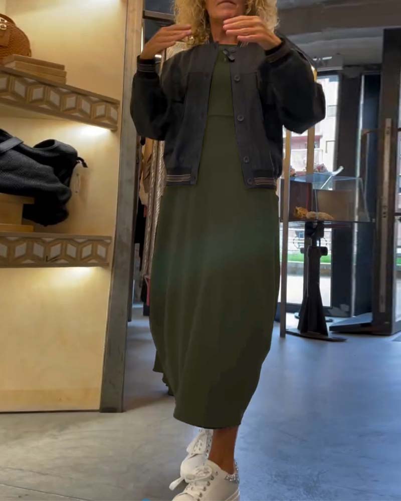 Alessandra™ | Ronde Hals Midi Jurk