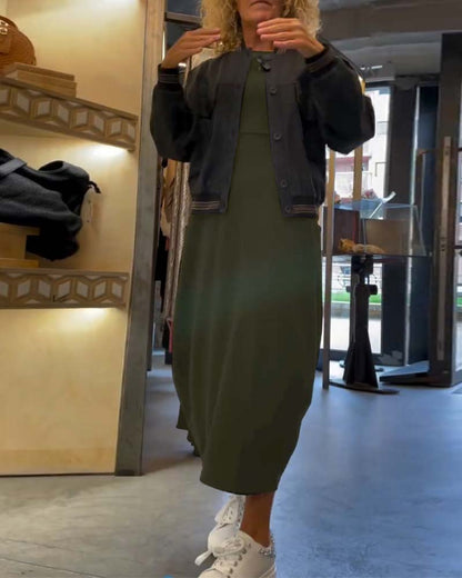 Alessandra™ | Ronde Hals Midi Jurk