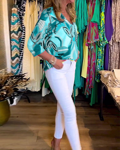 Zofia™ | Abstracte top met 3/4 mouwen