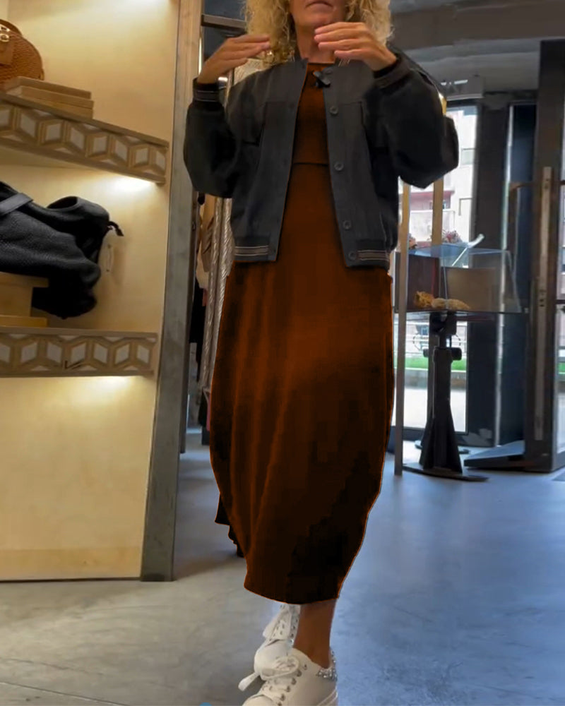 Alessandra™ | Ronde Hals Midi Jurk