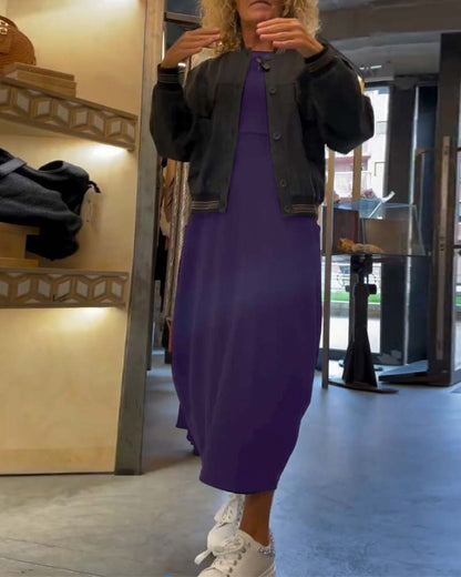 Alessandra™ | Ronde Hals Midi Jurk