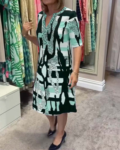 Georgia™ | Geometrische print V-hals jurk