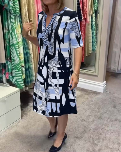 Georgia™ | Geometrische print V-hals jurk