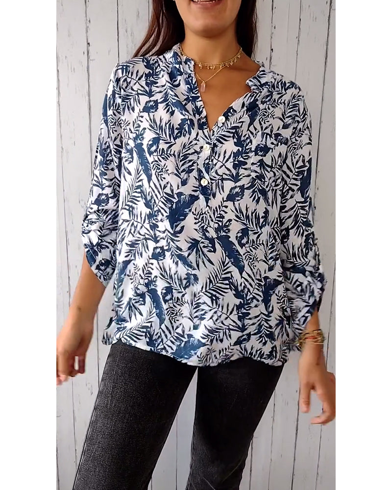 Fimea | Blouse met knoopsluiting en driekwart mouwen