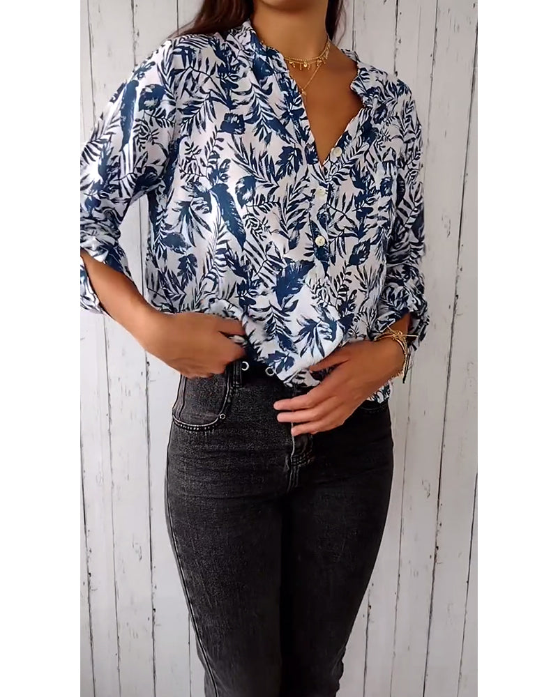 Fimea | Blouse met knoopsluiting en driekwart mouwen