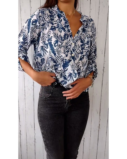 Fimea | Blouse met knoopsluiting en driekwart mouwen