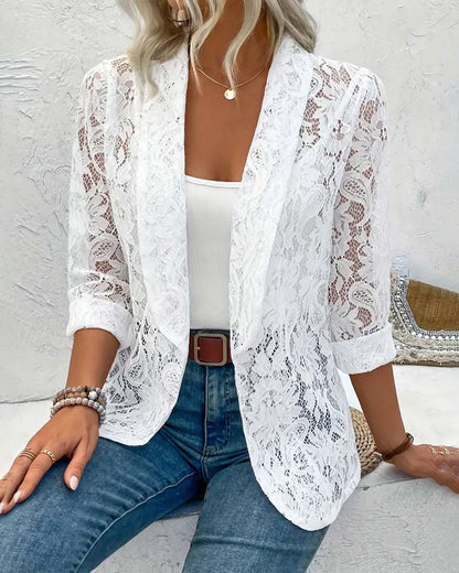 Sireli™ | Elegante Jas Met Gebloemde Kanten Revers