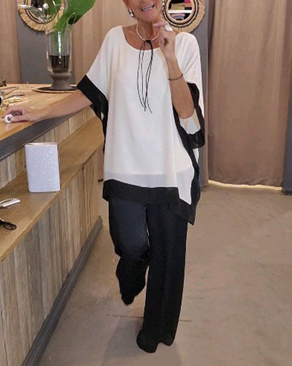 Tonia™ | Losvallende casual blouse in een contrasterende kleur