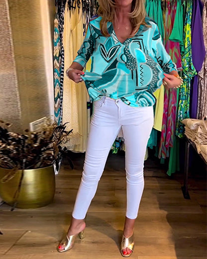 Zofia™ | Abstracte top met 3/4 mouwen