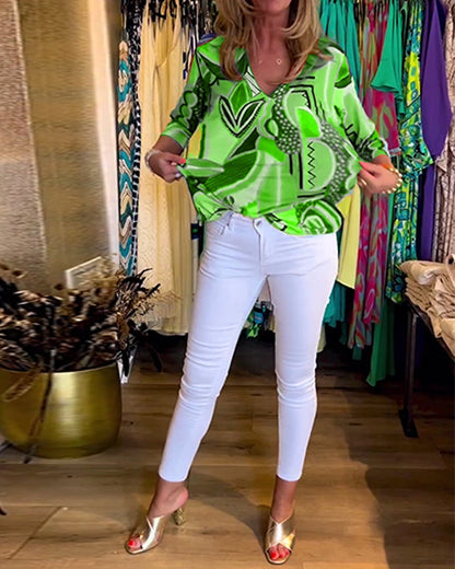 Zofia™ | Abstracte top met 3/4 mouwen