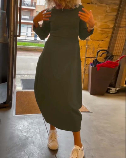 Alessandra™ | Ronde Hals Midi Jurk