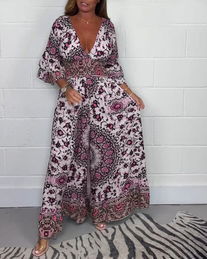 Liesea™ | Jumpsuit met print en diepe V-hals