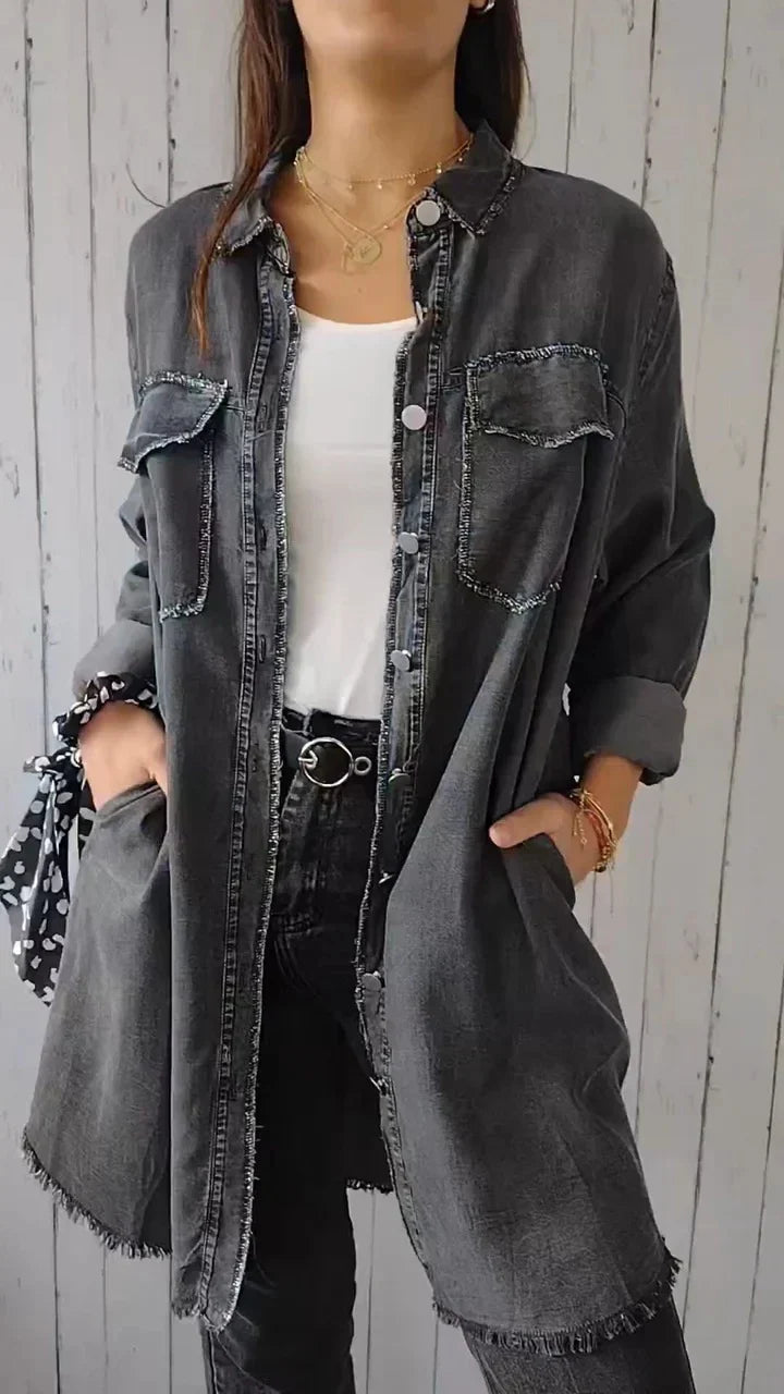 Kehlani™| Denim jas met knoopsluiting