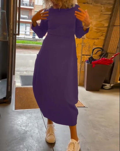 Alessandra™ | Ronde Hals Midi Jurk