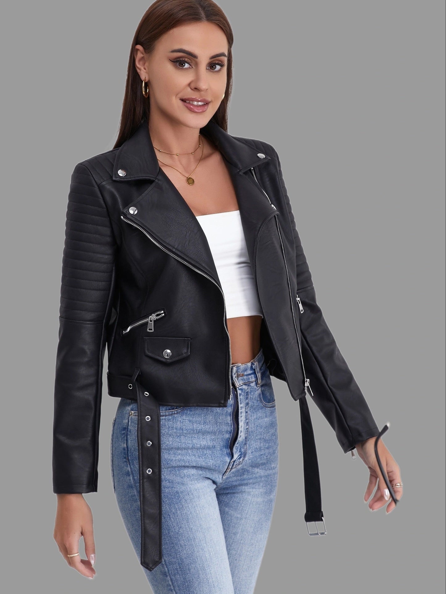 Neena™ | Dames Dames Biker Cropped Jas