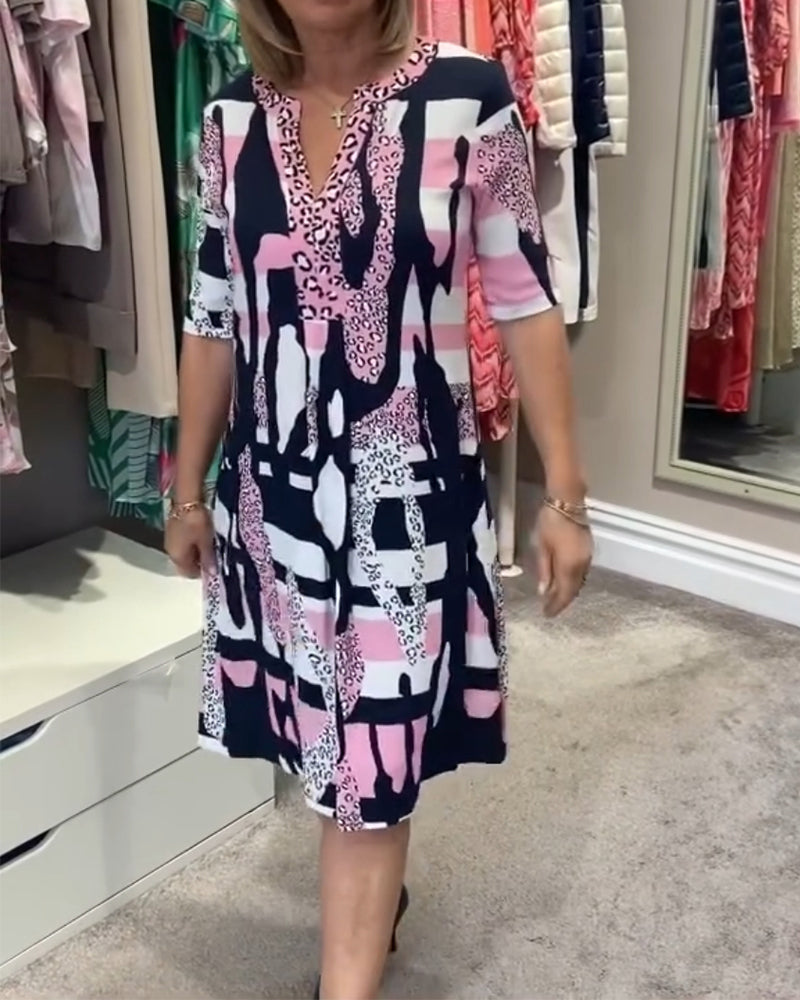 Georgia™ | Geometrische print V-hals jurk
