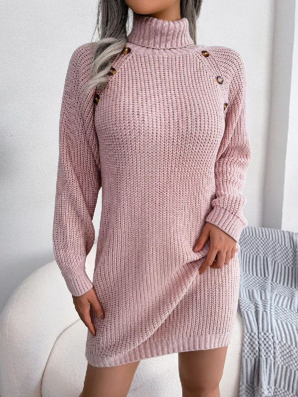 Charlie™| Schildpadhals Jurk met Lange Mouwen