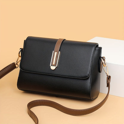 Annemiek™| Retro PU Leren Crossbody Tas met Kleurcontrast