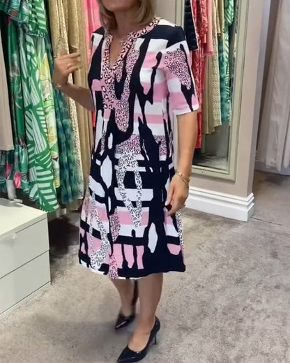 Georgia™ | Geometrische print V-hals jurk
