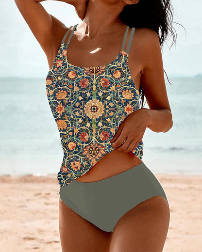 Demi™ l Bedrukte tankini met dubbele band