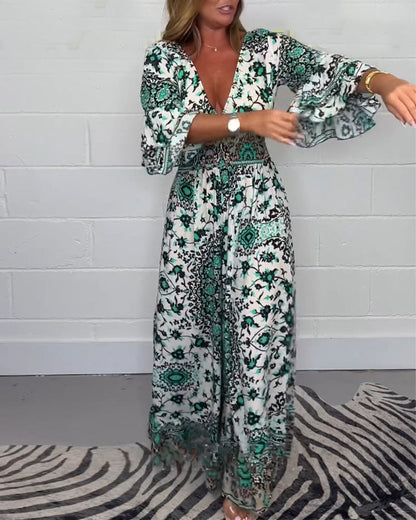 Liesea™ | Jumpsuit met print en diepe V-hals