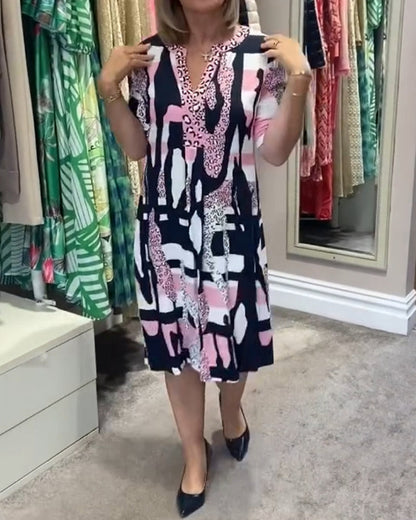 Georgia™ | Geometrische print V-hals jurk