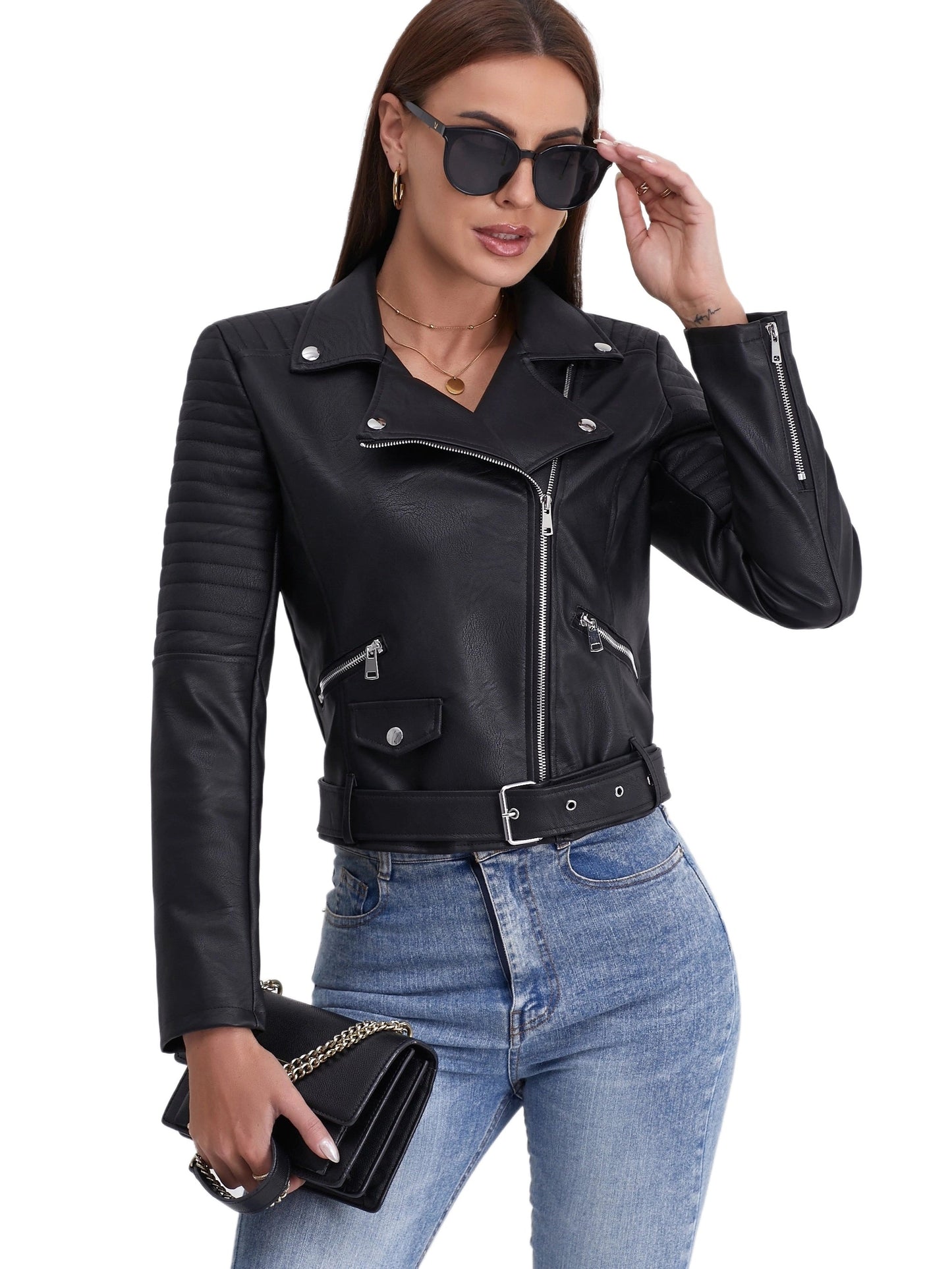 Neena™ | Dames Dames Biker Cropped Jas
