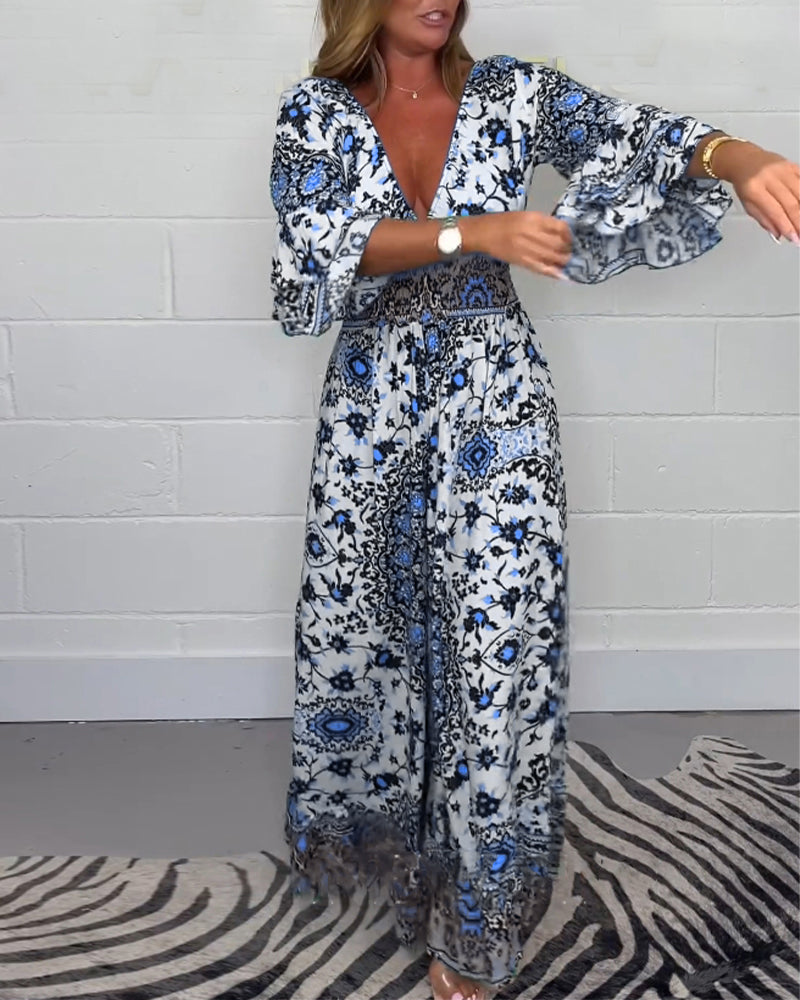 Liesea™ | Jumpsuit met print en diepe V-hals