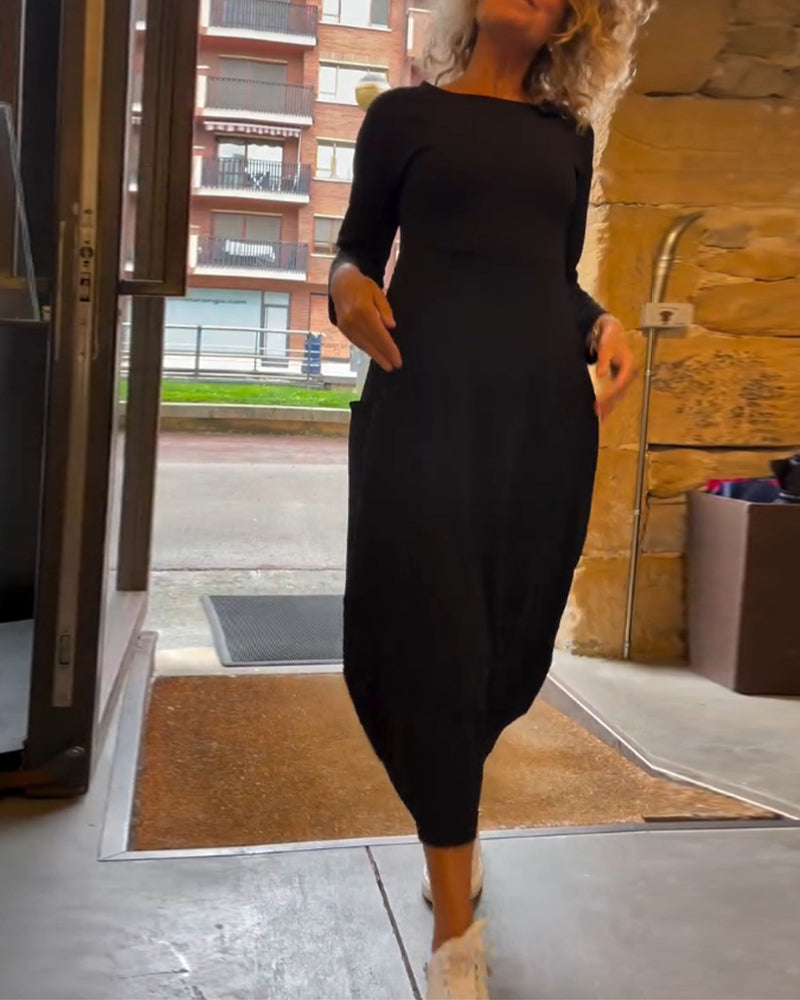 Alessandra™ | Ronde Hals Midi Jurk